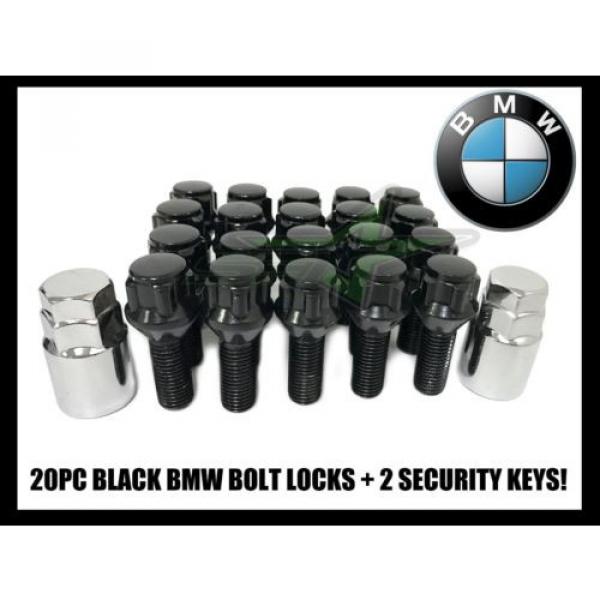 20 BLACK BMW LUG BOLT LOCKS + 2 KEYS 12x1.5 | FITS MOST E36 E46 F10 F30 F20 M3 #1 image