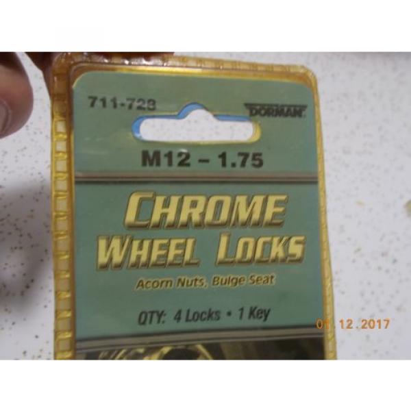 Dorman 711-728 Chrome Wheel Lock Lug Nut Set of 4 Plus 1 Key M12 - 1.75 #2 image