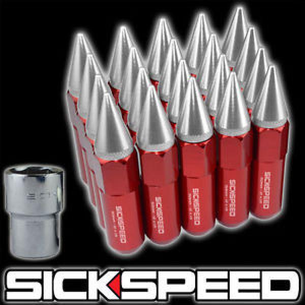 20 RED/POLISHED SPIKED ALUMINUM EXTENDED 60MM LOCKING LUG NUTS WHEELS 12X1.5 L17 #1 image