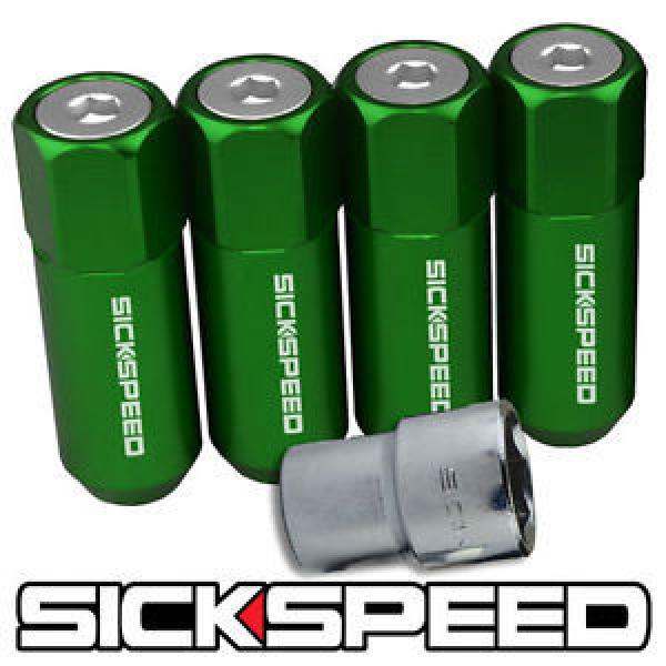 SICKSPEED 4 PC GREEN/POLISHED CAPPED 60MM EXTENDED LOCKING LUG NUTS 1/2X20 L25 #1 image