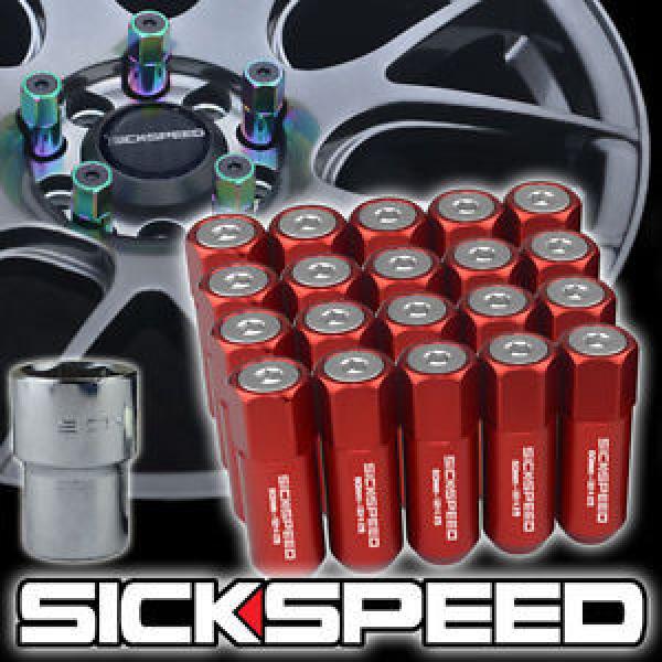 20 RED/POLISHED CAPPED ALUMINUM EXTENDED 60MM LOCKING LUG NUTS WHEEL 12X1.5 L07 #1 image