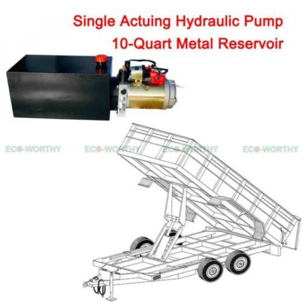 10 quart Tank Dump Trailer Hydraulic Power Unit Single Acting Control Lift Pump #1 image