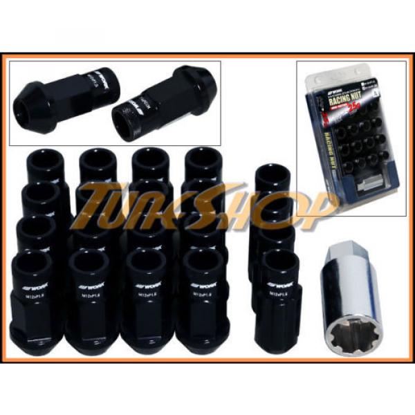 WORK RACING RS-R EXTENDED FORGED ALUMINUM LOCK LUG NUTS 12X1.5 1.5 BLACK OPEN H #1 image