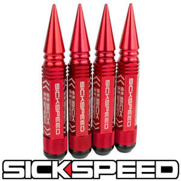 SICKSPEED 4 PC RED 5 1/2&#034; LONG SPIKED STEEL LOCKING LUG NUTS 12X1.5 L01 #1 image