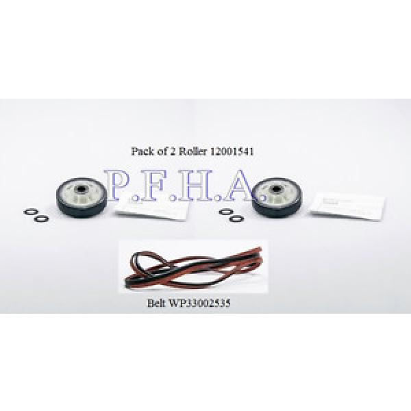 Dryer Belt WP33002535 &amp; (Pack of 2) Support Roller 12001541 Whirlpool OEM #1 image